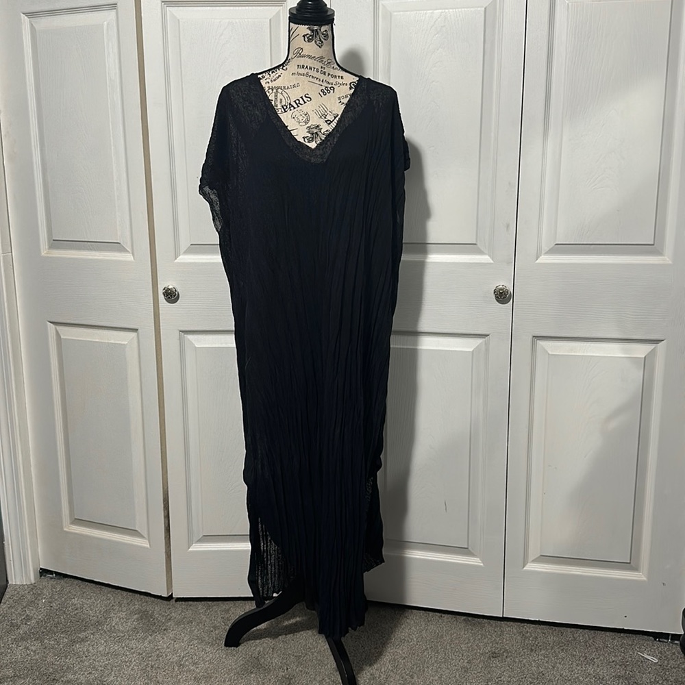Massimo Dutti Black Cotton Bohemian Midi/Maxi Dress